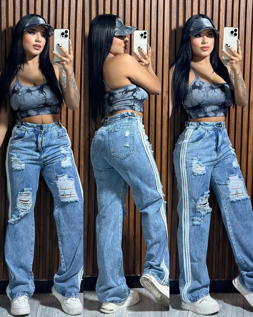 Pantalón lineas con rotos